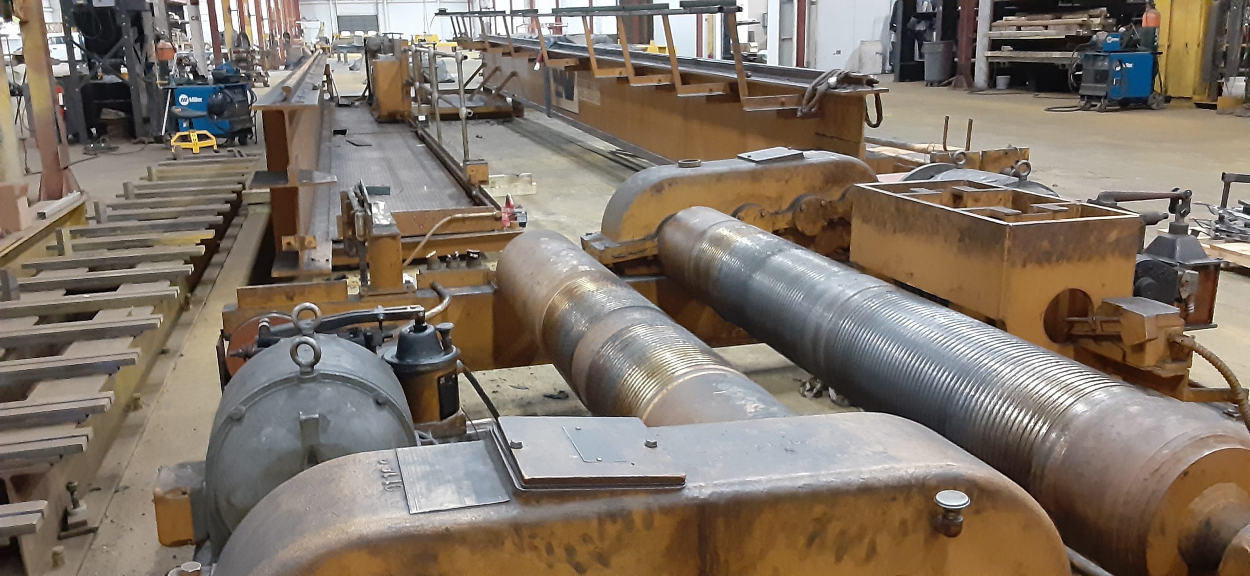 Overhead crane rehabbed by CraneWerks for Service Crane Company's steel processing customer