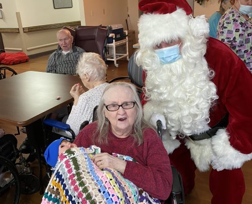 Santa Claus and an Alzheimer's patient with Lucys for Lynn