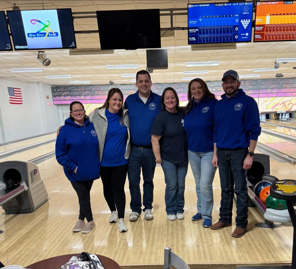 Thomas Miller with the Buddies Helping Buddies nonprofit team at Blue River Bowl in Shelbyville Indiana for their Strikes for a Cause event supporting those struggling with homelessness, addiction, and mental health.